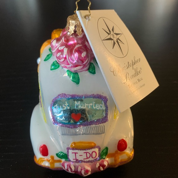 Christopher Radko “Bridal Bug” Just Married VW Beetle Ornament. NWT - Picture 4 of 8